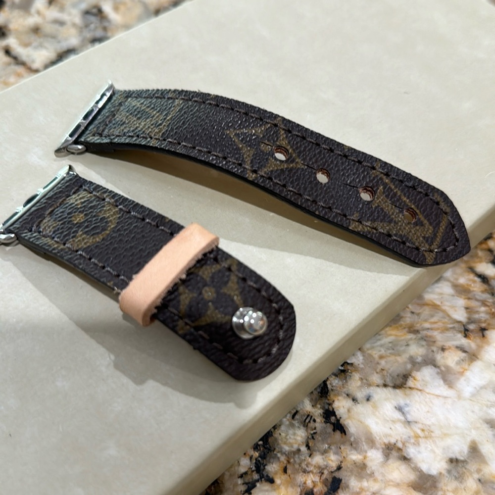 Apple Watch Band with upcycled LV canvas.